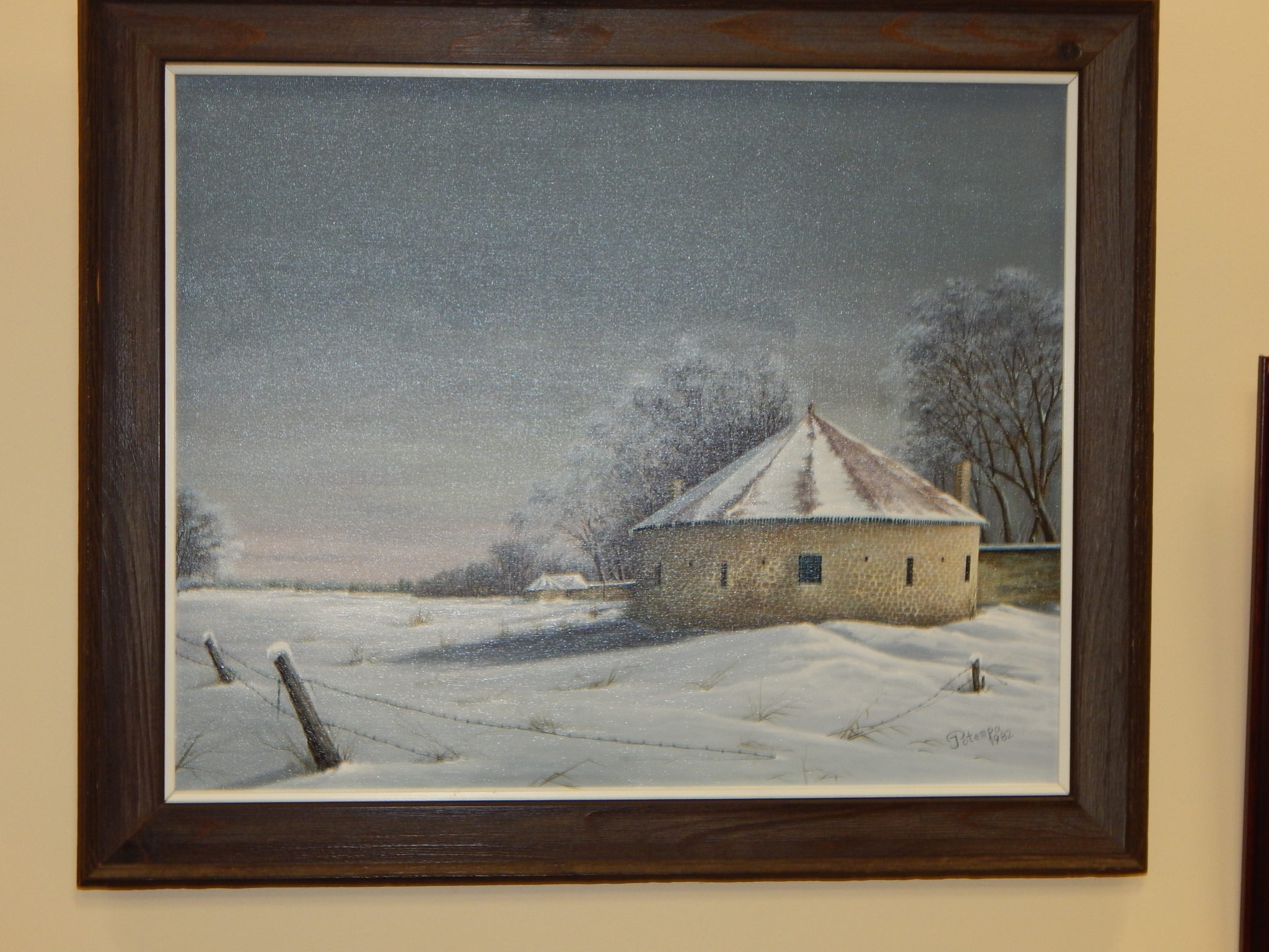 Painting - "Round Barn in Winter" acrylic by Potempa