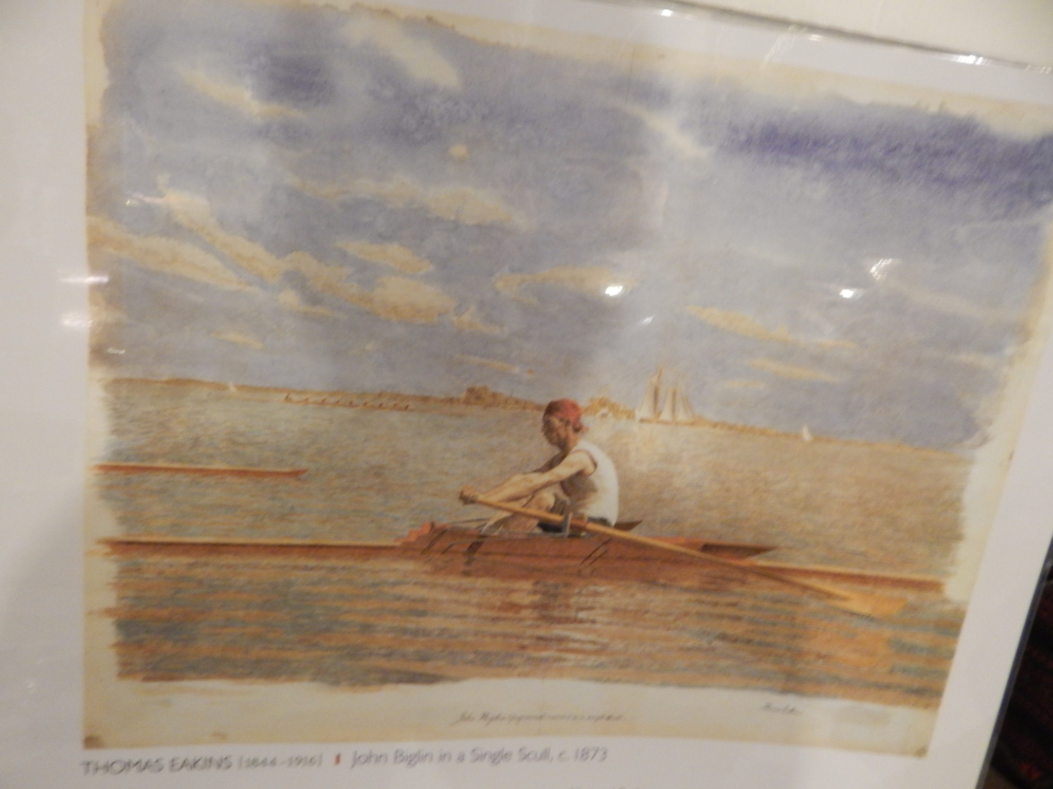 photo of Thomas Eakins oil painting "John Biglin in a Single Scull, c.1873"