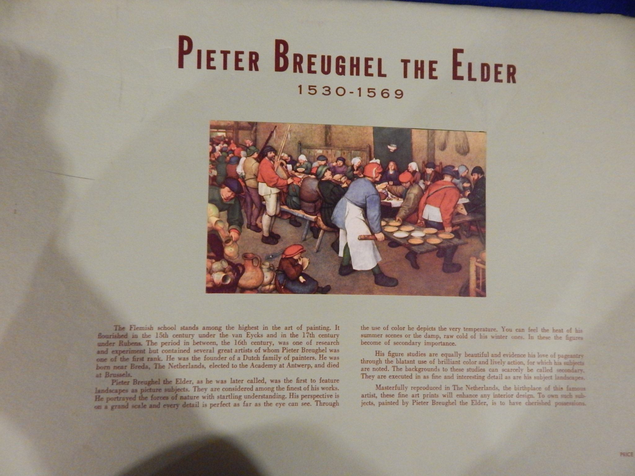 Pieter Breughel the Elder set of unframed prints